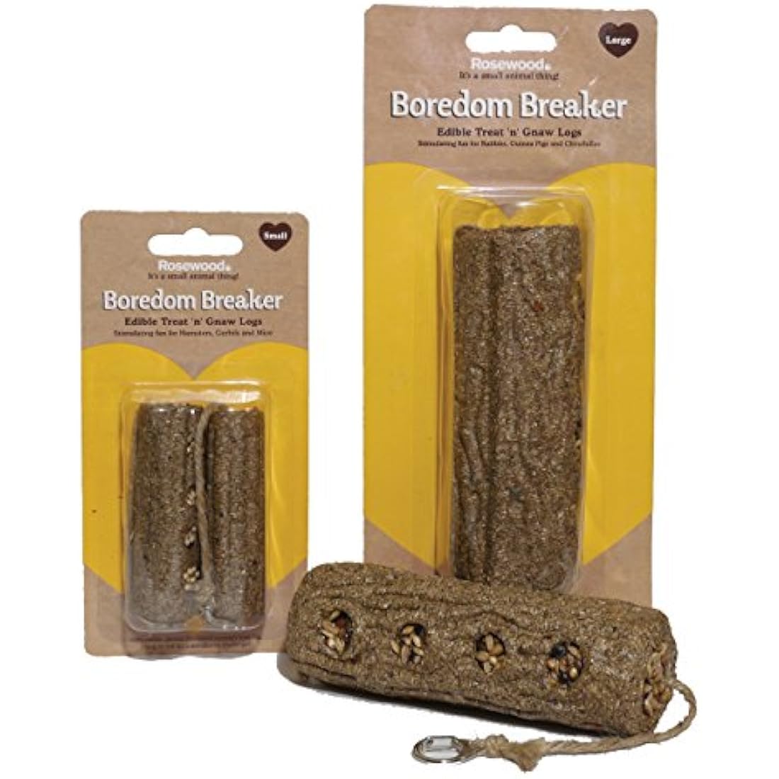 Rosewood Boredom Breaker Treat 'n' Gnaw Logs – 2-Pack Edible Chew Toys for Rabbits, Guinea Pigs, Hamsters, Mice and Small Pets – Natural Gnaw Logs for Dental Health and Enrichment