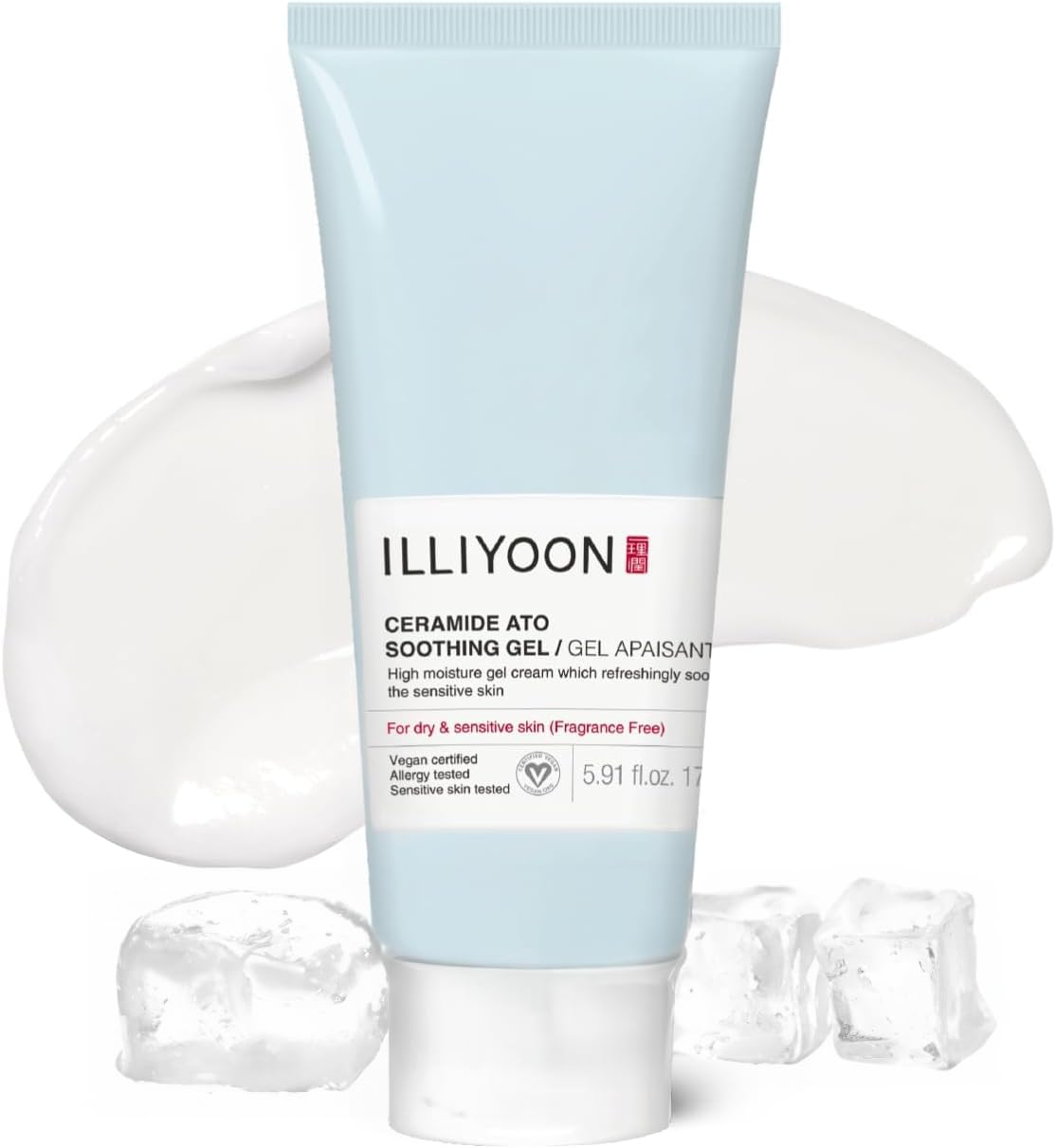 ILLIYOON Ceramide Ato Soothing Gel (175mL,5.91 Fl. Oz) | High Moisturizing Cooling Gel Lotion for Dry and Tired Sensitive Skin | Gentle for Infants