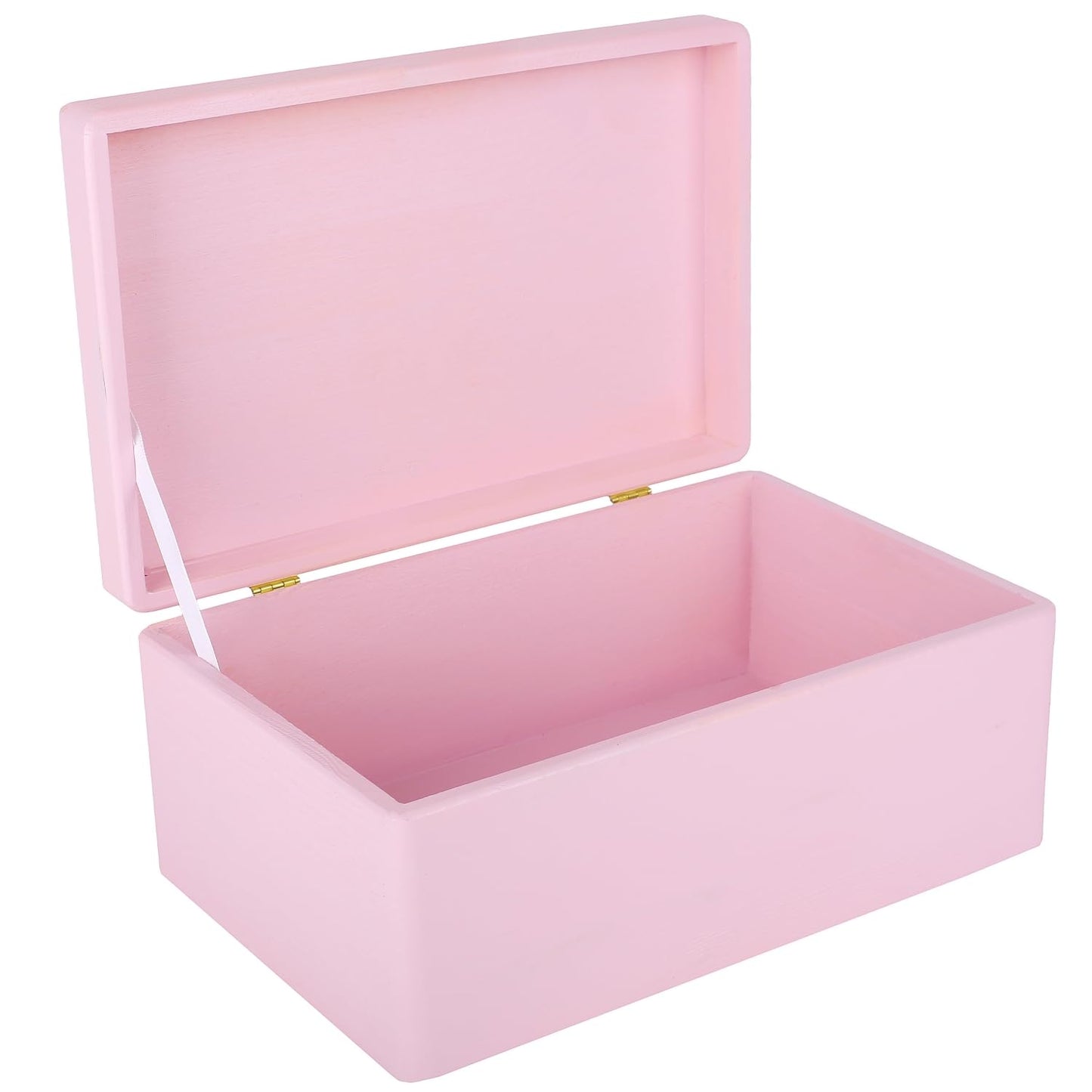 Creative Deco Large Pink Plain Wooden Storage Box with Lid | 30x20x14cm (+/-1 cm) | Hinged Lid | Gift Christmas Xmas Box Kitchen Storage | ROUGH &