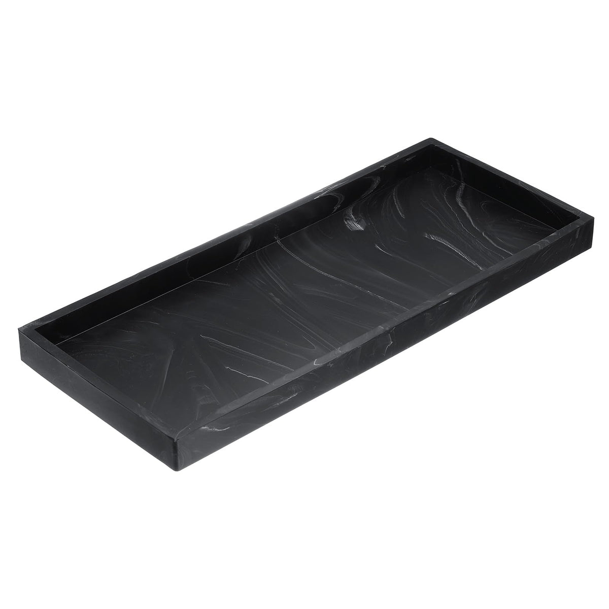 sourcing map Bathroom Vanity Tray, 11.8" x 5" Silicone Soap Dispenser Trays, Shatterproof Kitchen Sink Organizer for Soaps Keys Candle Trinket, Marble