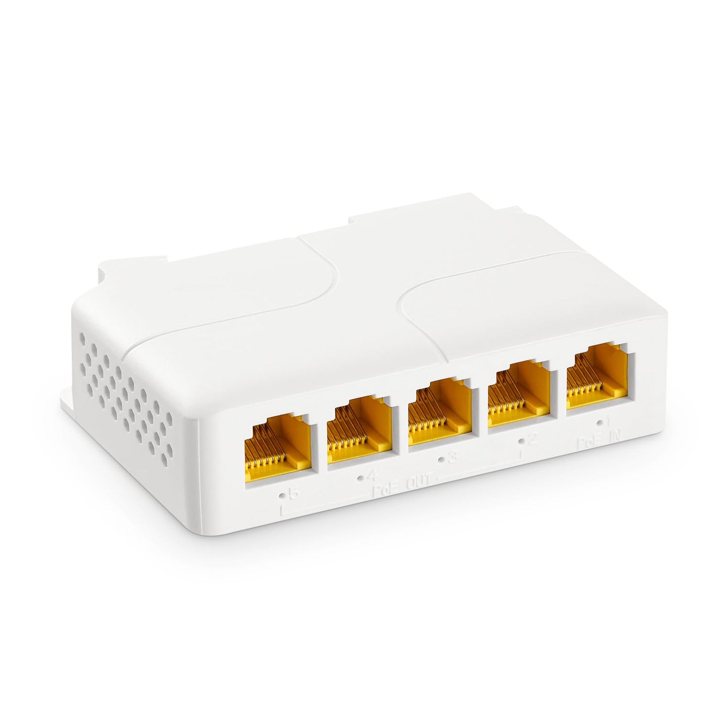 YuLinca 5 Port Gigabit PoE Extender with 1 PoE in 4 PoE Out, IEEE 802.3 af/at/bt 90W PoE Repeater with 10/100/1000Mbps, Wall and Din Rail Mount PoE