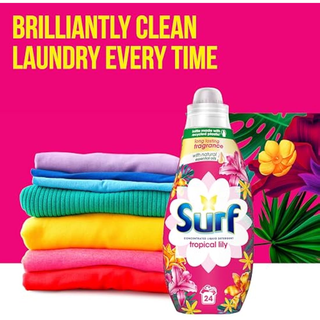 Surf Tropical Lily Concentrated Liquid Laundry Detergent infused with natural essential oils for fresh and clean washing 8x 24 washes (192 washes)