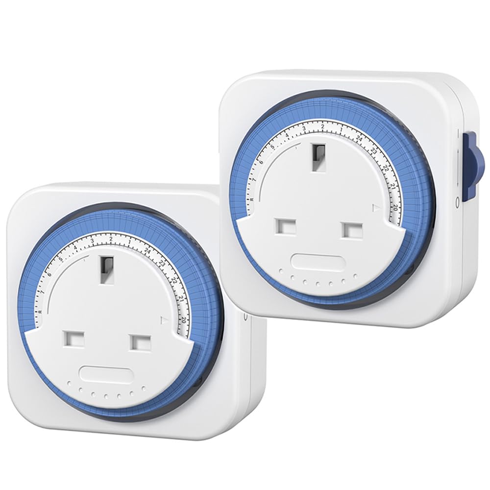 HBN 24 Hour Mechanical Timer Plug Socket UK,Indoor Plug-in Segment Plugs Timers Sockets,Energy Saving Light Switch for Home Security,Lights,Lamps and