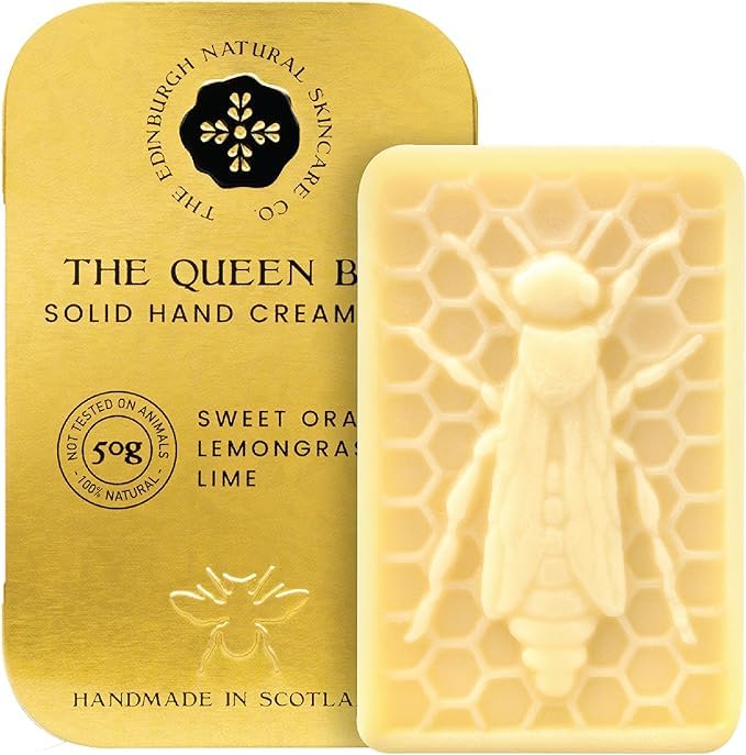 Queen Bee Hand Cream Bar ? 100% Natural Moisturiser for Very Dry Hands | With Beeswax, Cocoa Butter & Coconut Oil | Long-Lasting, Travel-Friendly,