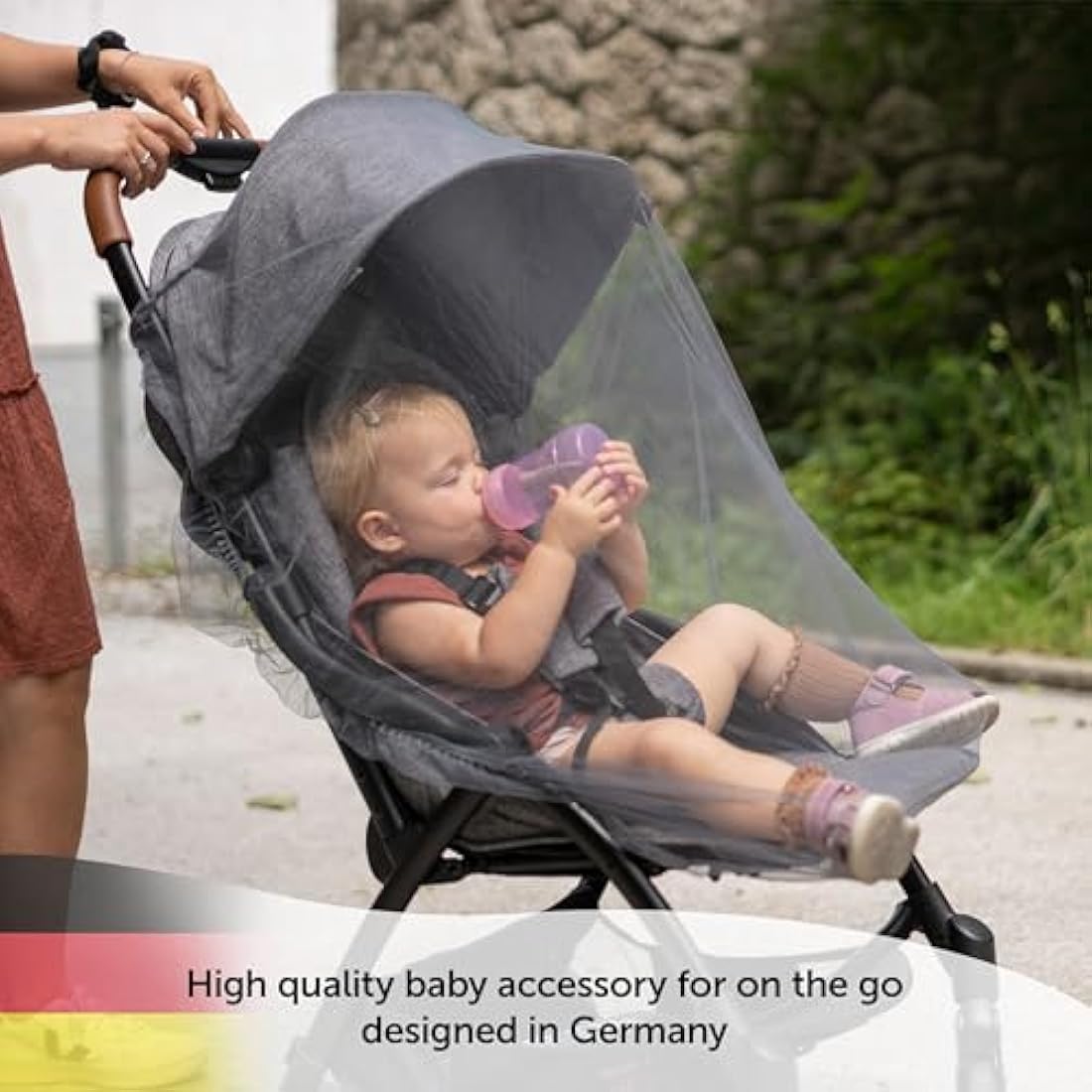 Zamboo Universal Mosquito Net for Pushchair, Pram, Buggy, Carrycot and Travel Cot | Washable and Durable Fine Mesh Insect Protection Netting - Grey