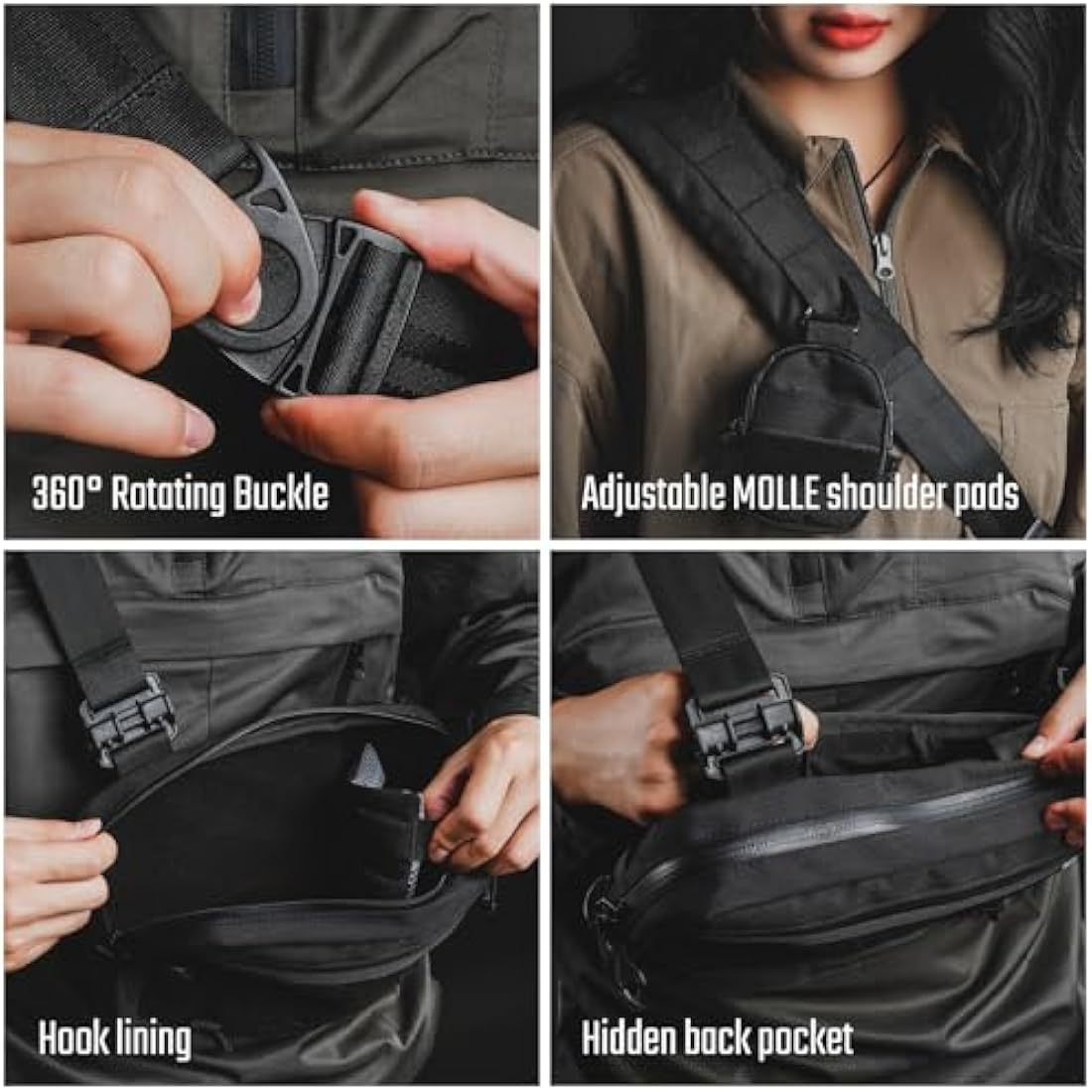 TACTICAL_GEEK Cache L3 EDC Sling Bag, Lightweight Nylon Shoulder Daypack, Crossbody Bag, Hiking Ambidextrous Strap, Travel Hiking Concealed Carry, Chest Backpack Casual Shoulder for Daily