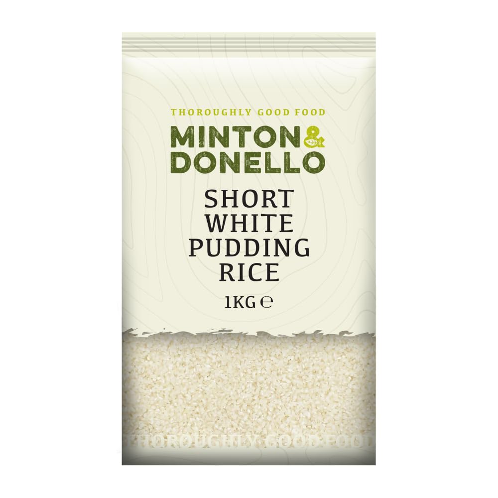 Minton & Donello Short White Pudding Rice 6 x 1Kg (6Kg) - Great for Creamy Risottos, Rice Puddings, Soups, and Stews