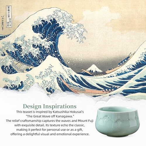 TEANAGOO Matcha Set (7pcs) Matcha Whisk Mtacha Kit Matcha Bowl with Pouring Spout Bamboo Matcha Whisk (Chasen) Scoop (chashaku) Whisk Holder. N26,