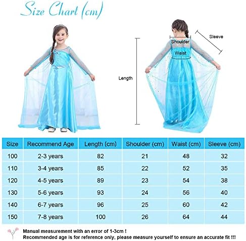 URAQT Dress Princess Costume, Princess Dress Up for Girls, Deluxe Fancy Costume with Accessories, Perfect for Christmas Birthday Party Carnival Cosplay
