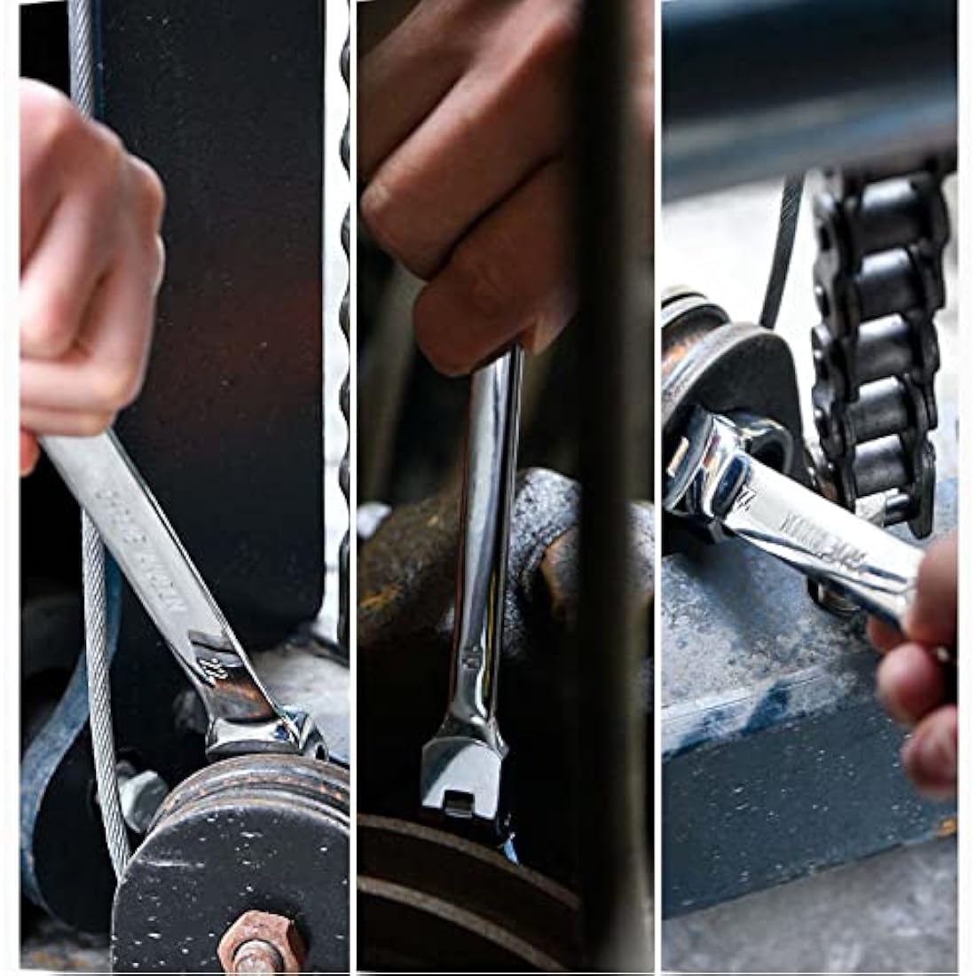 Qnkaa Flexible Ratchet Wrench Set 8pcs 9-17mm Spanner Gear Ring Ratcheting Combination Flexi Wrenches Kit Metric Flex Head