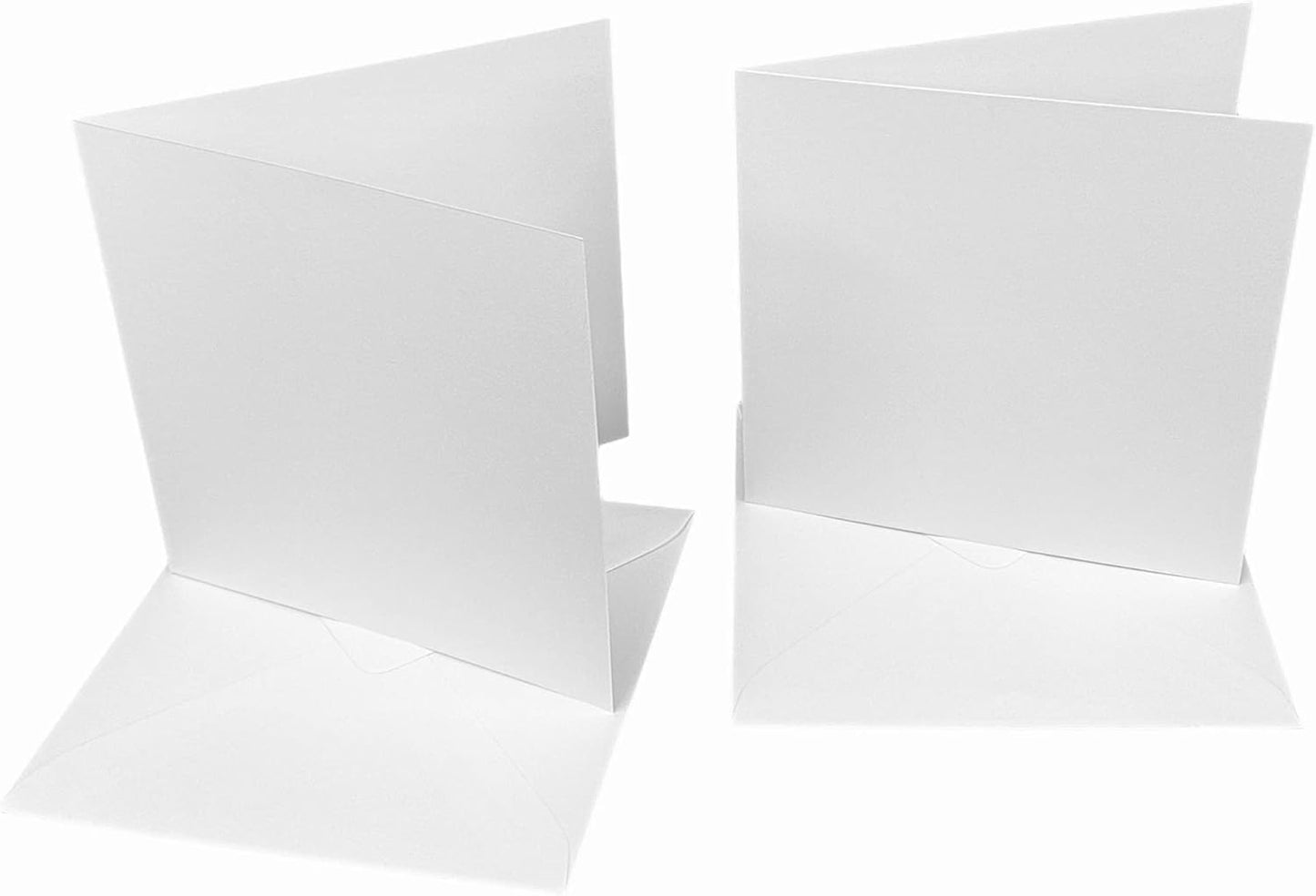 DJP 7x7 Bright White Card Blanks & Envelopes - 300gsm Card Pre-Creased for Easy Folding - Pack of 50