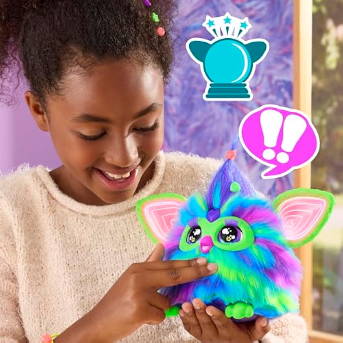 Hasbro Furby Galaxy Glow in the Dark Interactive Plush Toy Spanish Version