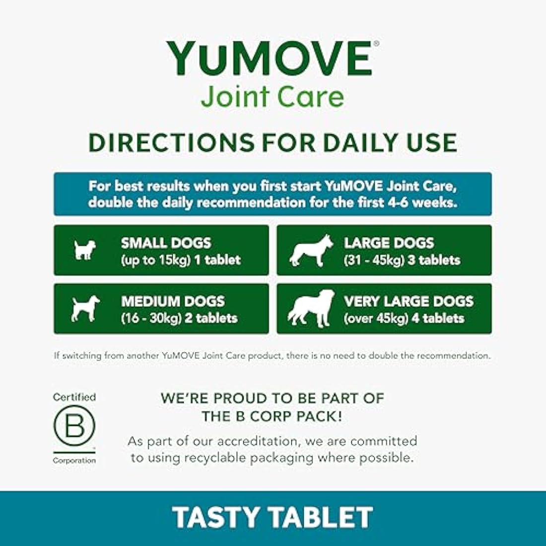 YuMOVE Joint Supplement for Working Dogs, Joint Care, Essential Dog Hip and Joint Aid with Glucosamine, Chondroitin, Green Lipped Mussel, All Ages and Breeds, 480 Tablets