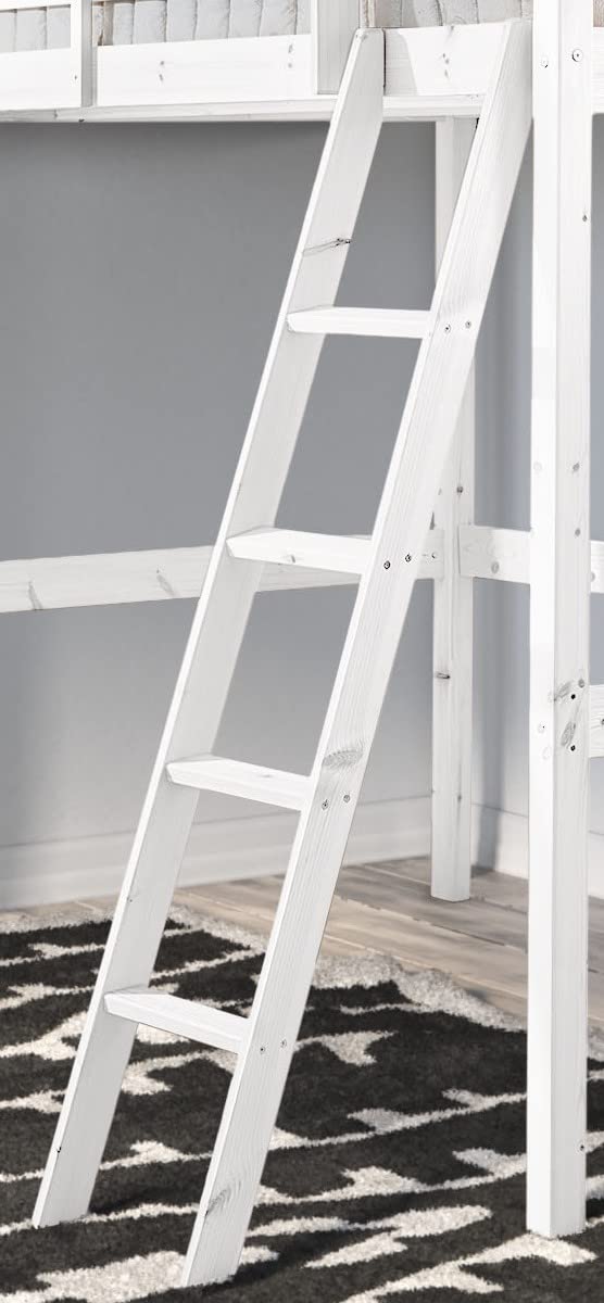 Strictly Beds and Bunks Pine Bunkbed Ladder - Replacement Bunk Bed Slanted Ladder Solid Pine, Natural, White, Black or Grey (White)
