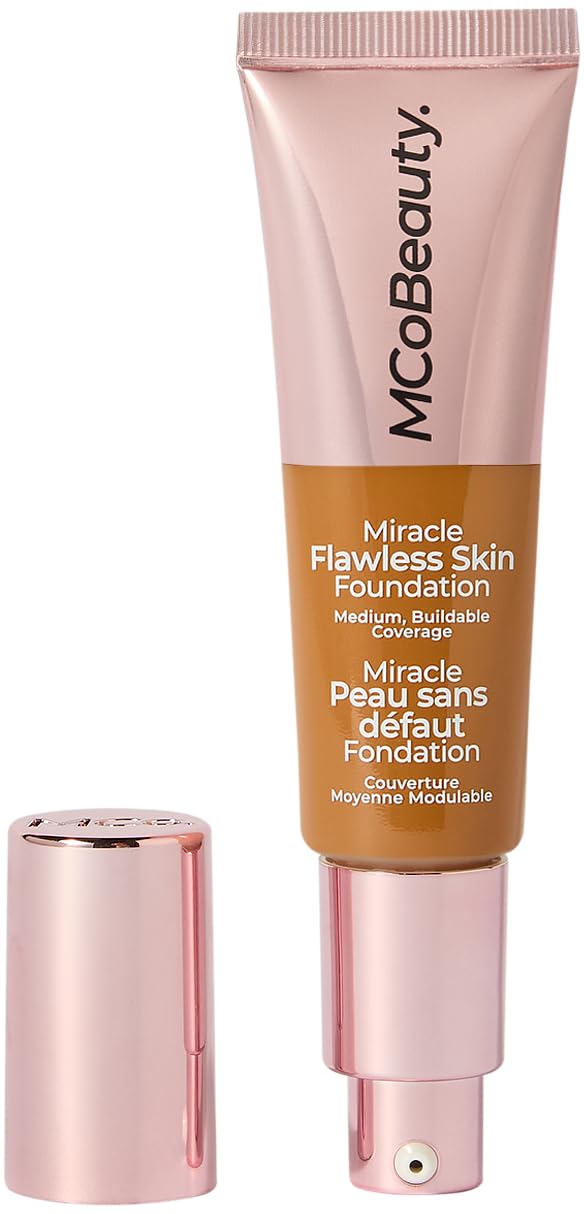 MCoBeauty - Miracle Flawless Skin Liquid Foundation - True Caramel Shade - Buildable Dewy-Finish Formula with Hyaluronic Acid, Coconut Water and Rose