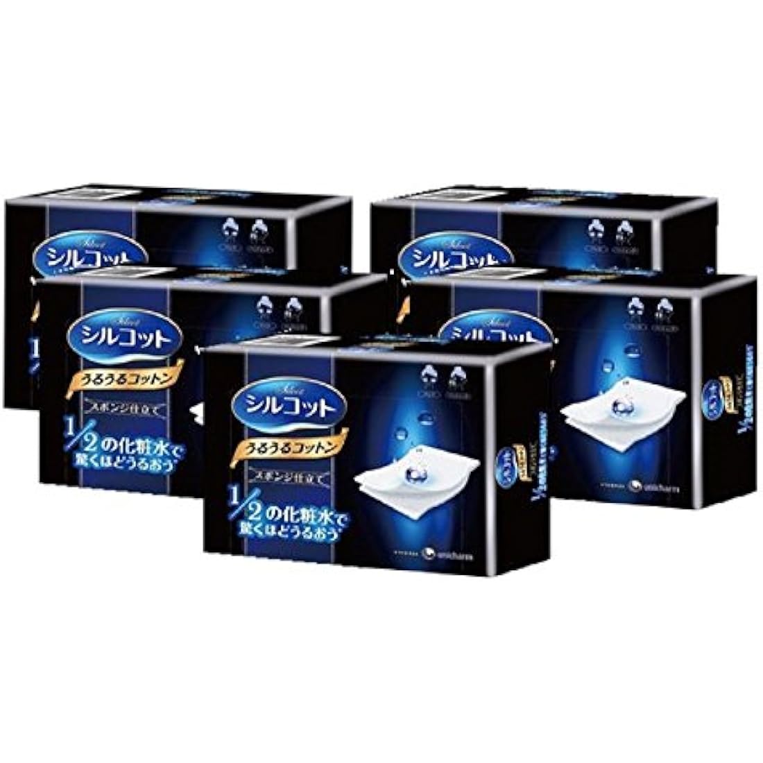 Unicharm Silcot Uruuru Sponge Facial Cotton 40 Sheets 5 Packs
