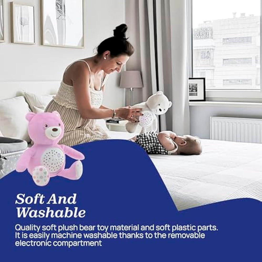 Chicco First Dreams Teddy Bear with Night Light, Pink | Projects Stars, Lighting Effects, Relaxing Music, Calming for Baby
