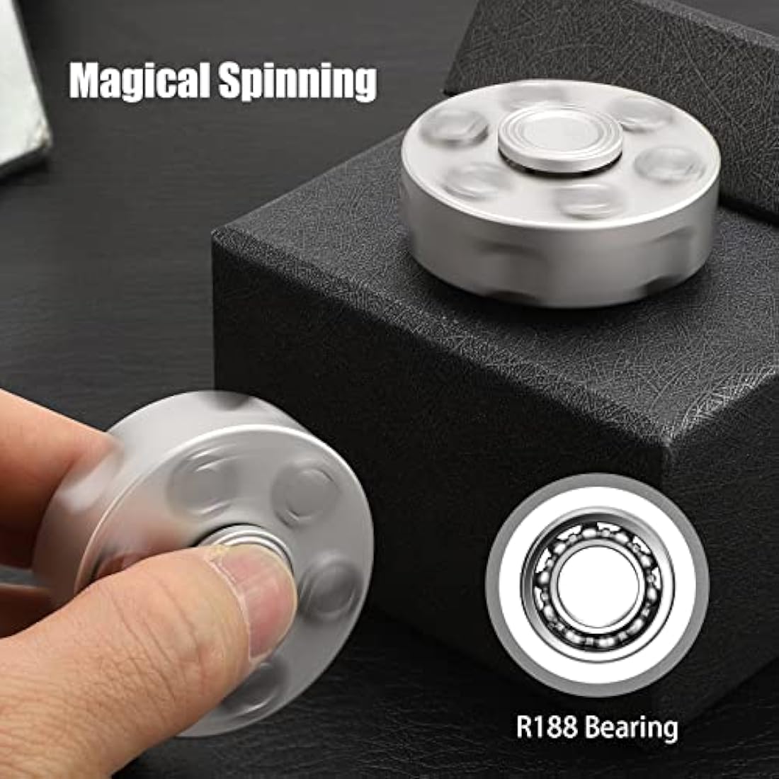 Metal Fidget Spinner Toy for Adults Kids, Cool Alloy Hand Finger Spinner Cube Toy for Stress Relief Anti Anxiety, Spinning Toys Gifts for Christmas Halloween Stocking Suffer Classroom Prizes(Sliver)