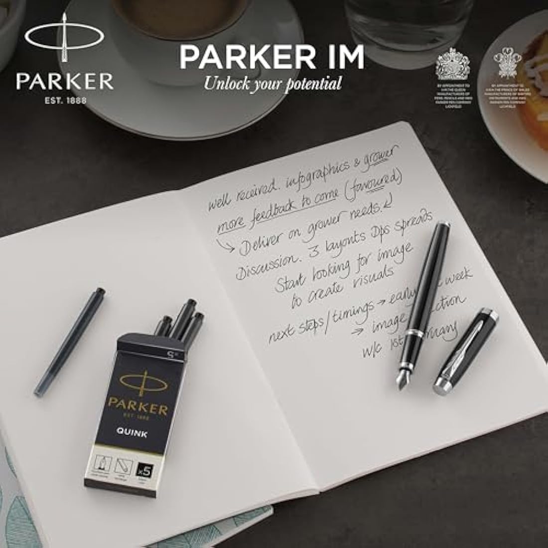 Parker IM Duo Pen Gift Set | Fountain Pen, Ballpoint Pen & Pen Pouch | Stainless Steel Finish with Chrome Trims | Medium Tip | Blue Ink Refills | Perfect Graduation Gifts
