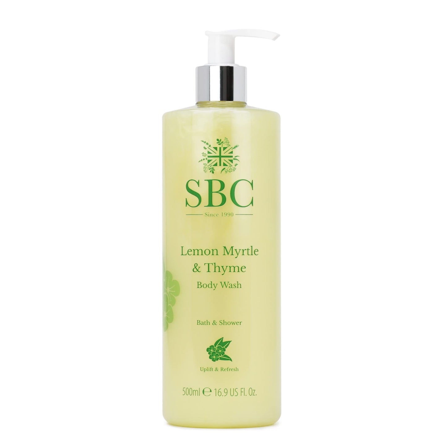 SBC Skincare Lemon Myrtle & Thyme Body Wash 500ml - Zesty Shower Gel and Bubble Bath for Oily and Breakout-Prone Skin