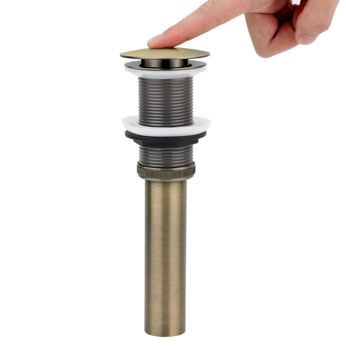 WasserRhythm Pop Up Basin Waste Unslotted Bathroom Sink Waste Bronze Click Clack Sprung Plug Waste Drain Stopper Without Overflow