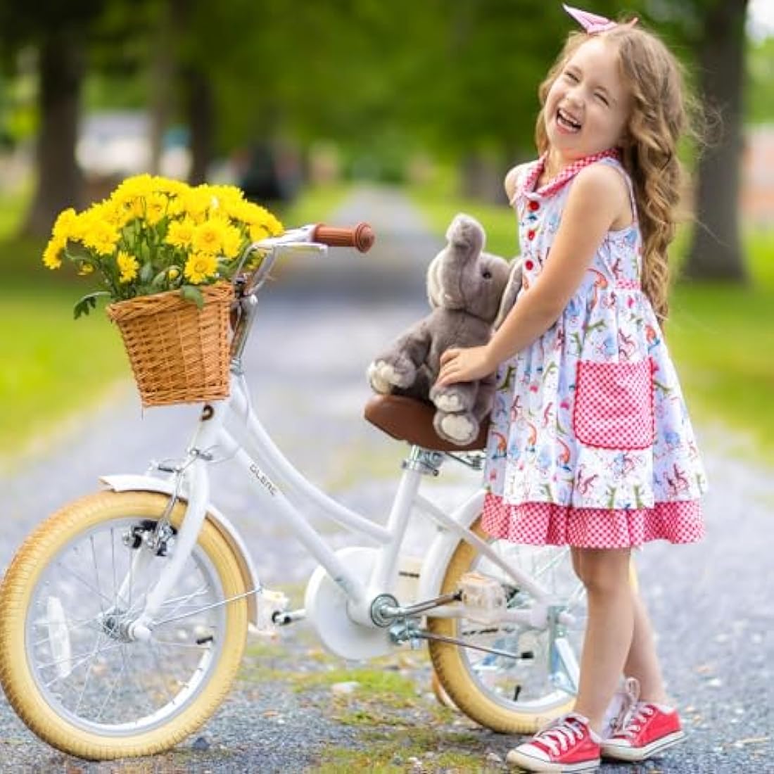 Glerc Little Molly 16 Inch Kids Retro Girls Bike for 2-13 Year Old with Wicker Basket & Stabilisers/Kickstand, Multiple Colors