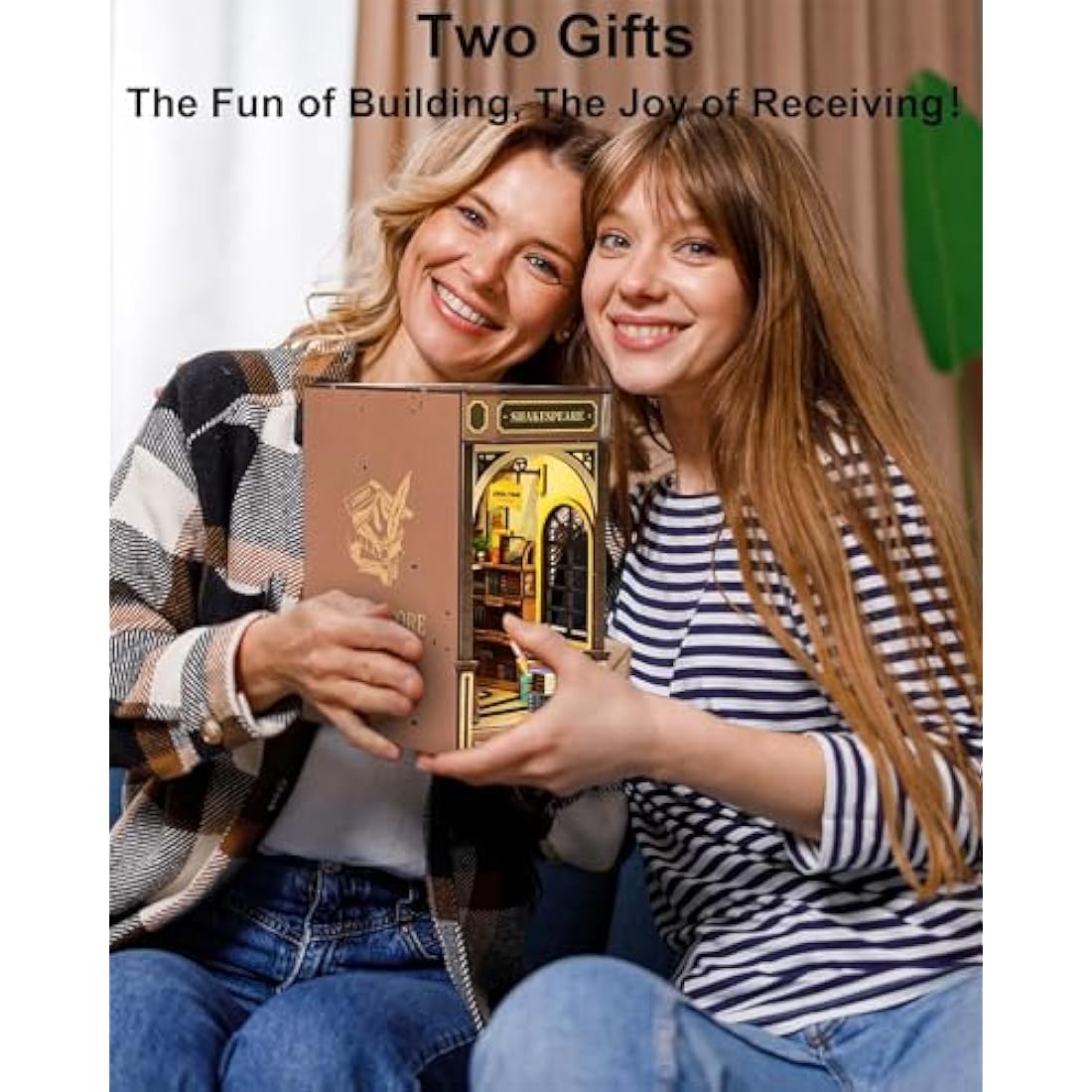 Rolife Book Nook Kits for Adults Shakespeare's Bookstore 3D Puzzles Miniature Dollhouse Models Kit for Adults to Build Bookshelf Decoration Halloween Christmas Birthday Gifts for Girls
