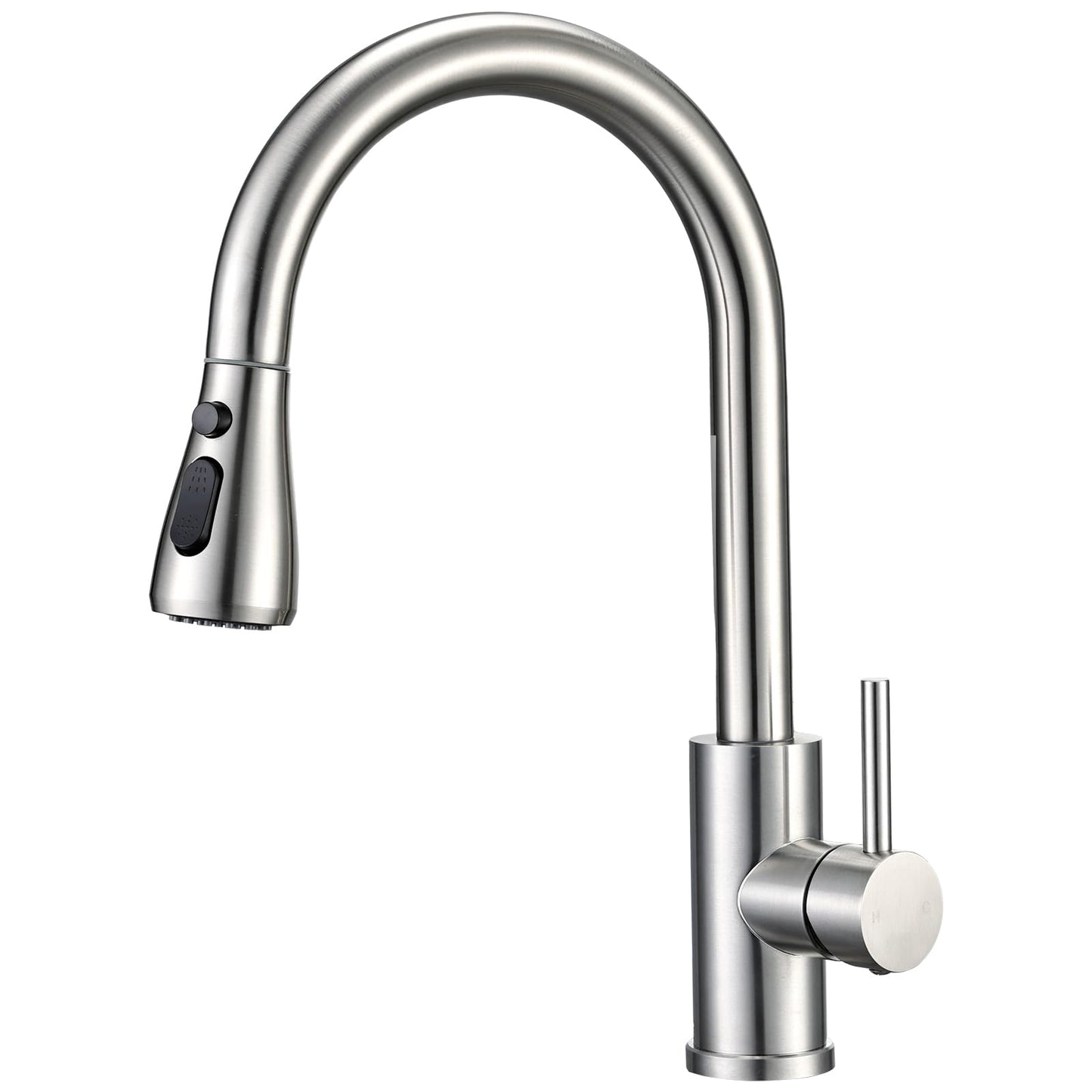 Peppermint Kitchen Tap with Pull Out Spray, Swivel Kitchen Sink Mixer Tap Brushed Nickel with Pull Down Sprayer 3 Modes, Single Lever High Arch