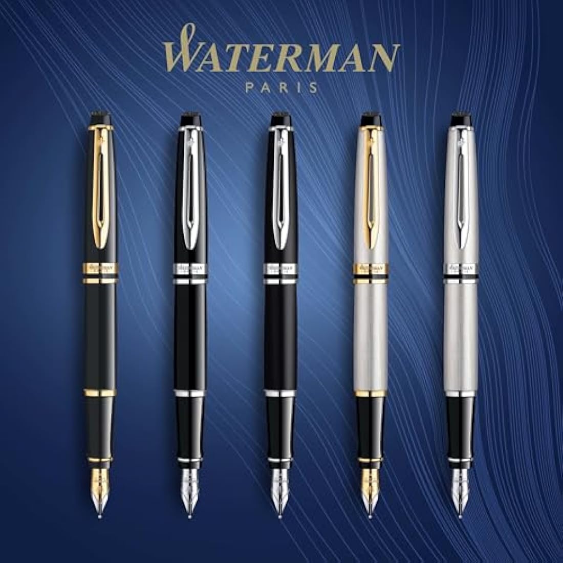 Waterman Expert Fountain Pen | Gloss Black with 23k Gold Trim | Medium Nib | Gift Box