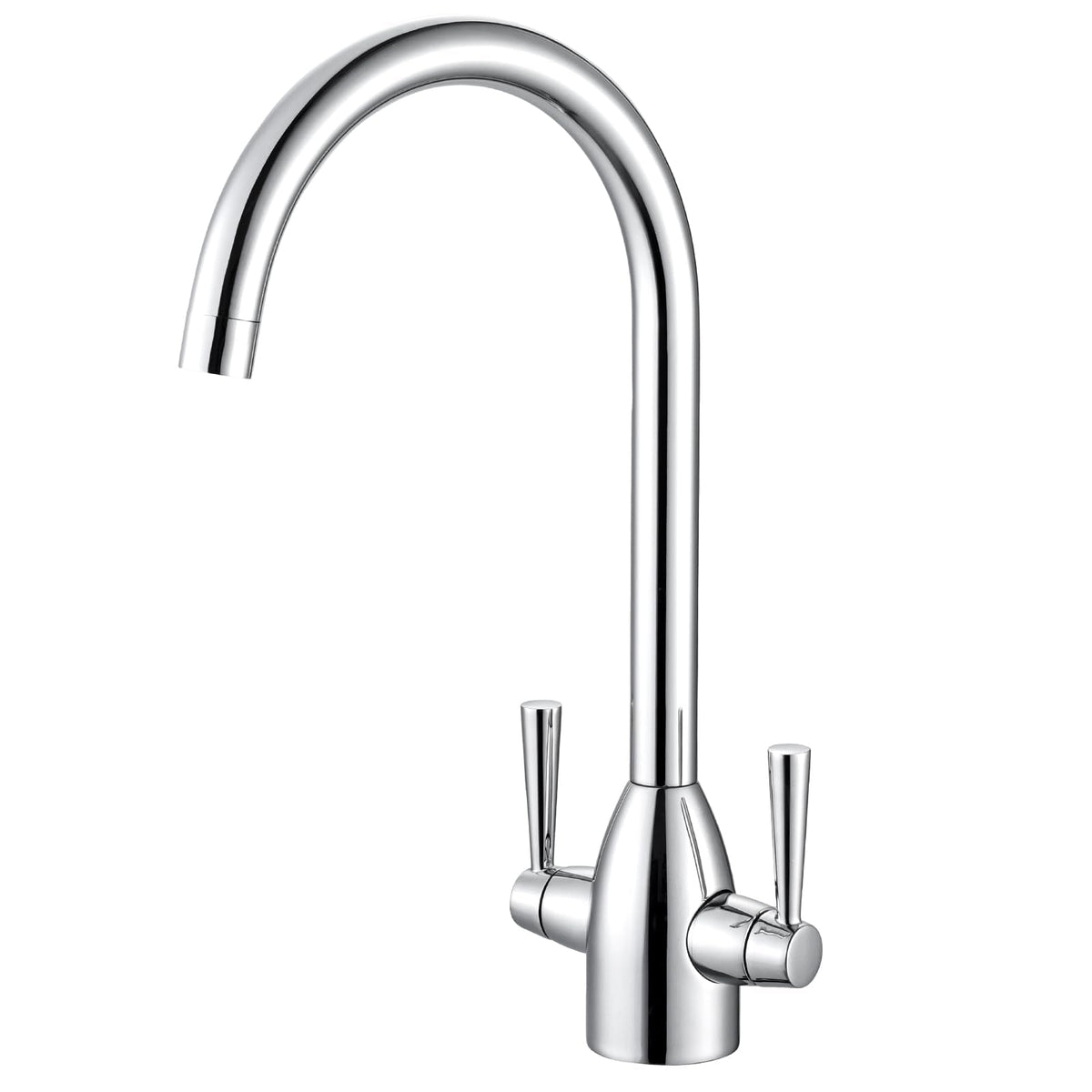 Hapilife Kitchen Sink Mixer Tap Monobloc Two Handles 360 Swivel Spout 1 Hole Contemporary Mono Sink Faucet Taps Mixers Chrome High Arc Dual Lever