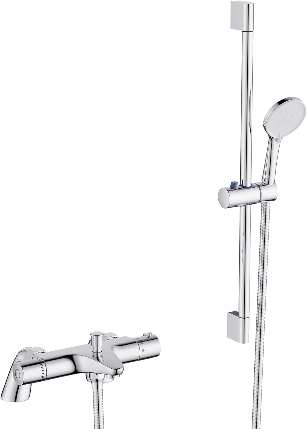 MORADO Thermostatic Bath Shower Mixer Tap Set,Bathtub Shower Mixer Tap with with Shower Riser Kit,(1x Hand Shower,1x Shower Rail 70cm, 1x Shower Hose