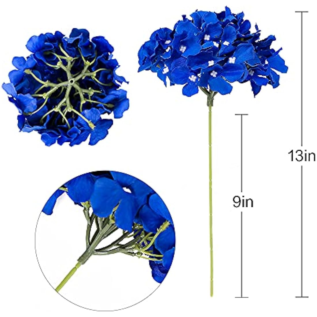 Tifuly 12Pcs Artificial Hydrangeas, Realistic Silk Hydrangeas Flower Heads with Stems Fake Flowers for Wedding Bridal Bouquets, Home Office Party Decor, Floral Arrangements, Centerpiece(Royal Blue)