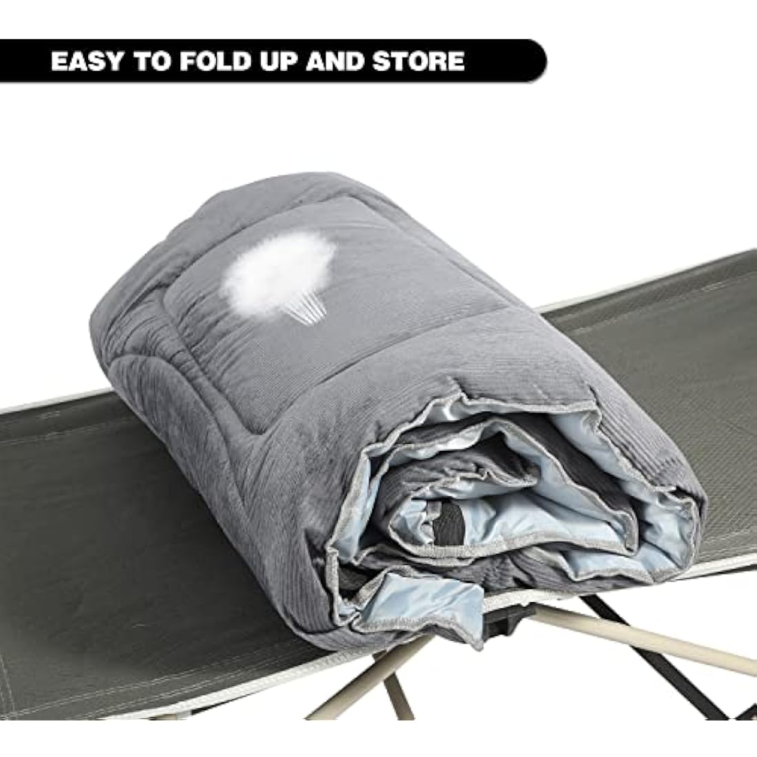 REDCAMP XL Mattress for Camp Bed, Soft Comfortable Cotton Thick Camping Mattress Single Sleeping Mattress Pad (Dark Grey)