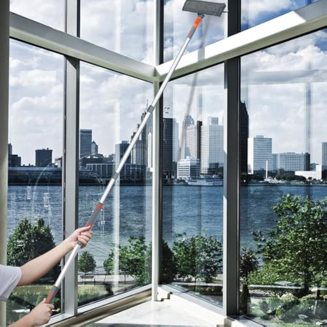 Baban Squeegee Window Cleaner 2 in 1 Window Cleaning Tool with 1 Elbow- and 7 Straight Extension Pole