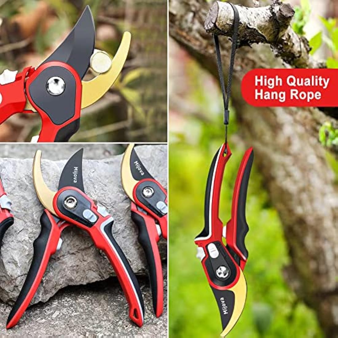 Garden Shears, Secateurs for Gardening Heavy Duty with High Carbon Steel Blades, Best Garden Pruner Scissors, Professional Gardening Hand Tools, Pruning Shears for Plants, Hedges and Flowers