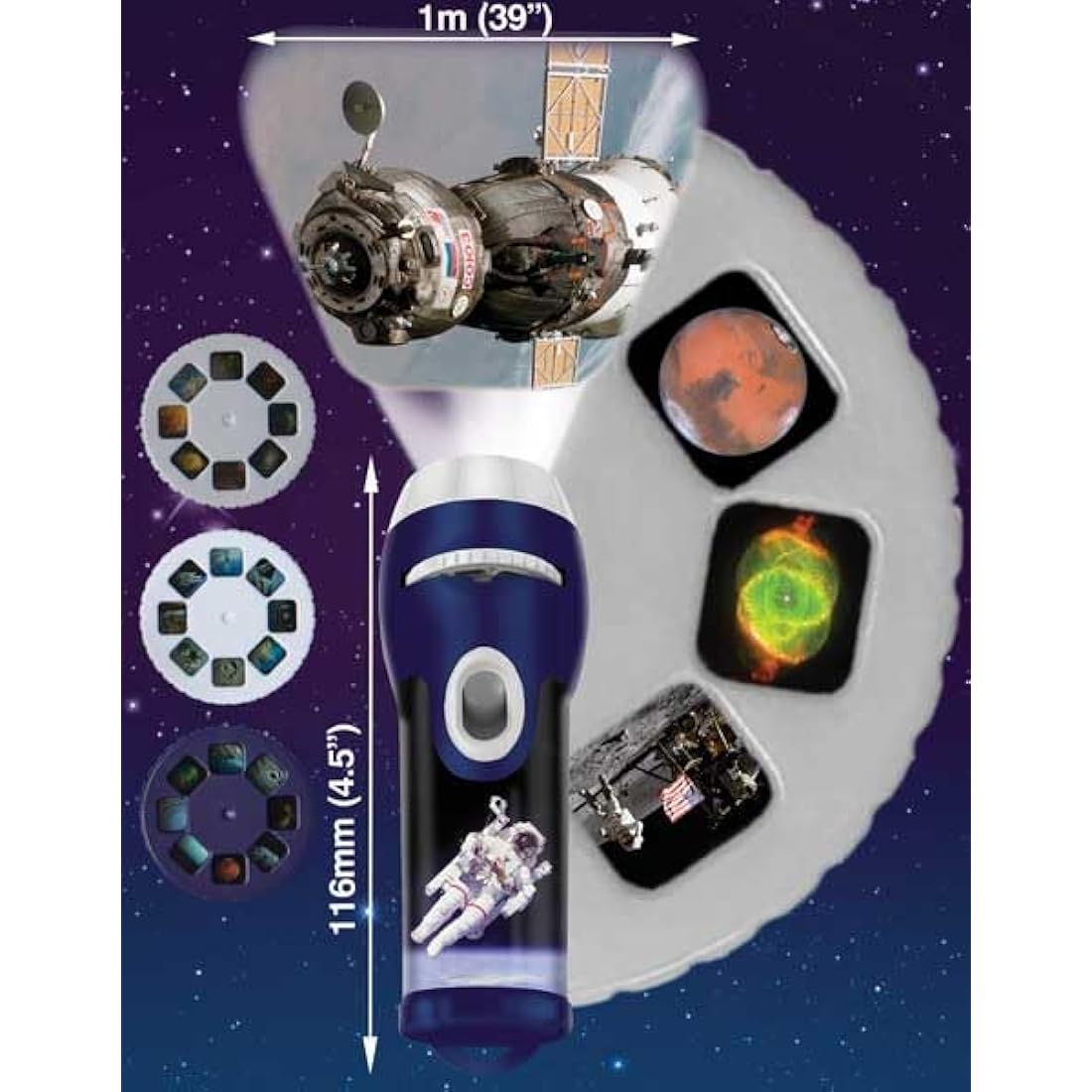 Brainstorm Toys Stem Space Torch and Projector – 24 NASA Images, Projects Clear Pictures up to 1 Metre Wide, Interactive Educational Kids Flashlight Toy