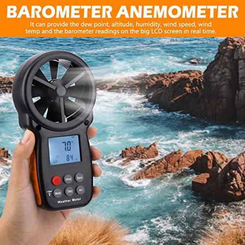 LYCEBELL Digital Anemometer Barometer, Handheld Wind Speed Meter for Wind Velocity, Wind Chill, Humidity, Altitude, with Backlight LCD, Barometric