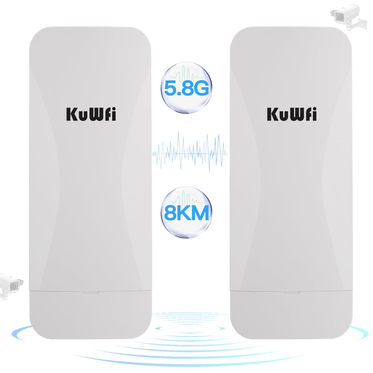 KuWFi Gigabit Wireless Bridge Outdoor, 8KM 5.8G Long Range Point to Point WiFi Bridge, 18dBi High Gain Antenna Ethernet Bridge with 100/1000 LAN Port,