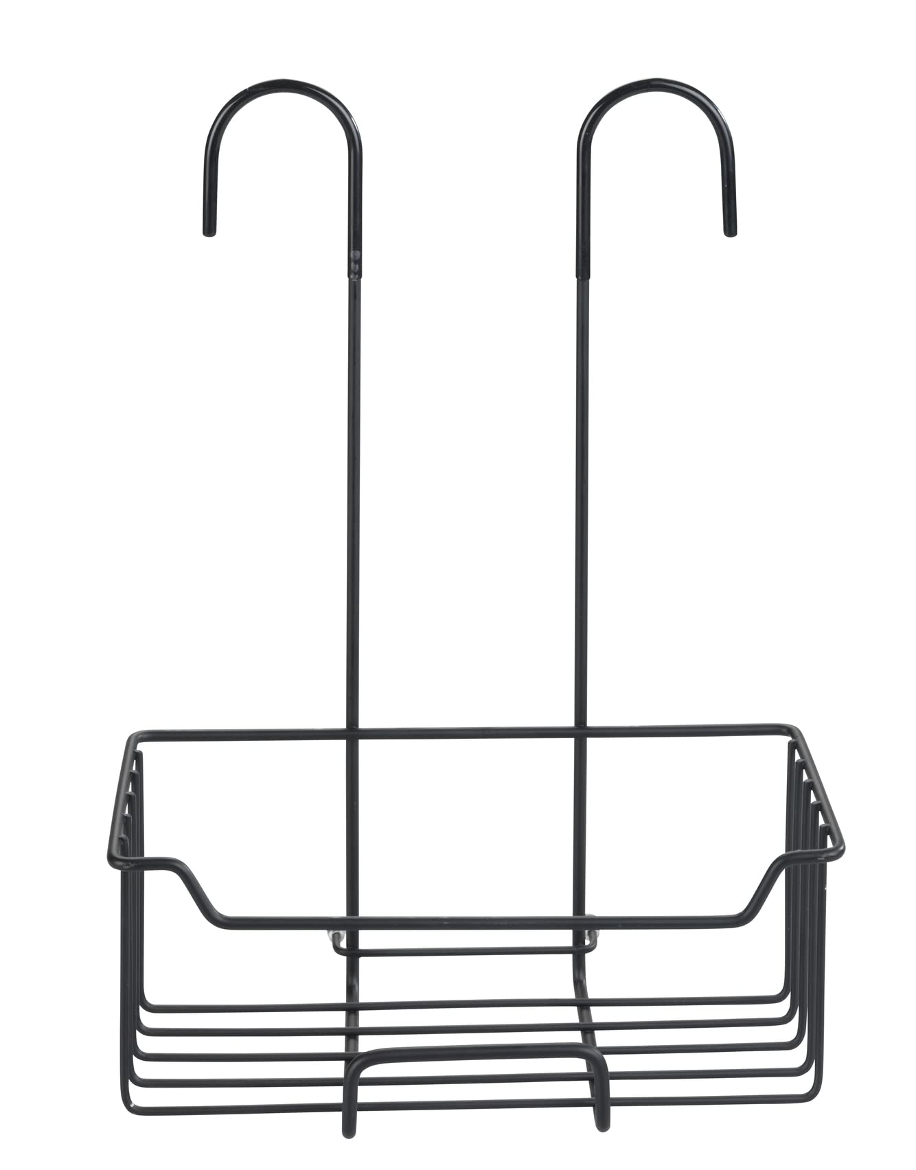WENKO Milo Thermostatic Shower Caddy Black Matt Stainless Steel R Hanging Shower Shelf 36 x 14 x 25 cm