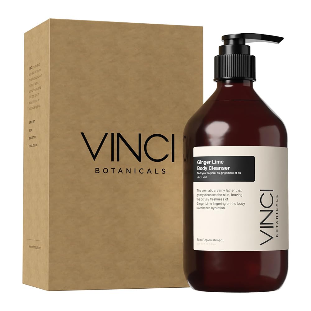 Vinci Botanicals Ginger Lime Body Cleanser | Aromatic Body Wash to Hydrate & Balance Skin | Alternative to Regular Soap | Fresh & Citrus Aroma |