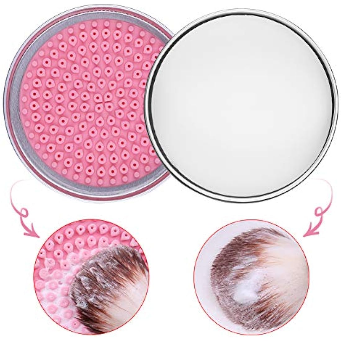 DUcare Makeup Brush Clean Set: Solid Soap Cleanser & Silicone Pad- Easy to Clean Blenders Brushes Shampoo Removes Shadow Color Cosmetic Colors for Daily Use Travel Set (Coconut Oil)