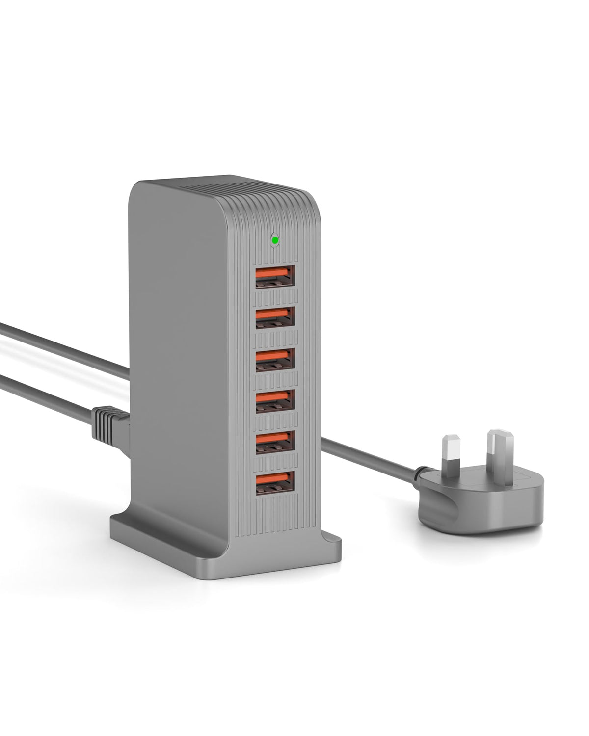 Qurzou USB Charger Station 6 Port,50W Multi-USB Charging Block for iPhone, iPad, Samsung Galaxy, Google Pixel and More Gray(Gray 50W)