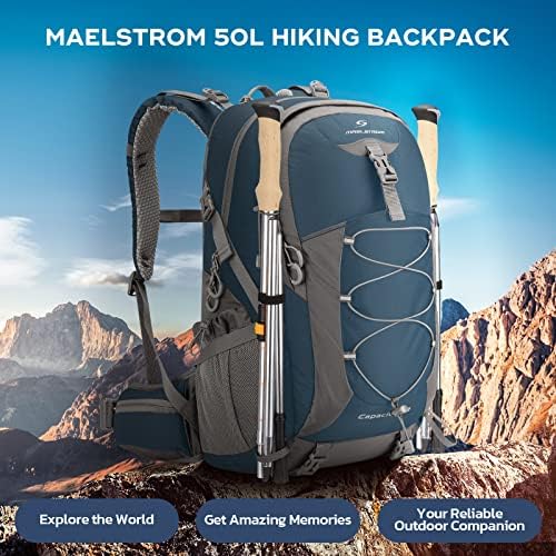 Maelstrom Hiking Backpack, Camping Backpack, 40L/50L Waterproof Hiking Daypack with Rain Cover, Lightweight Travel Backpack