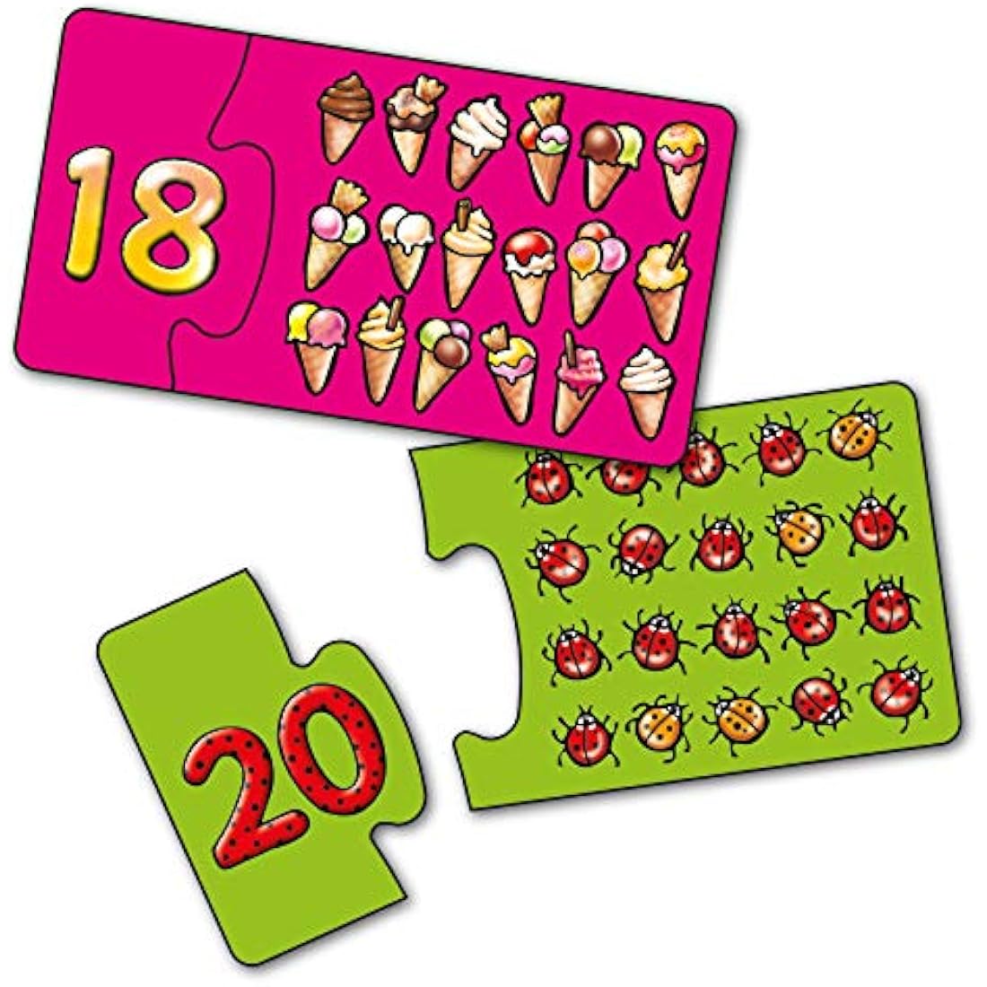 Orchard Toys Match and Count Jigsaws, Learn to Count from 1-20, Match Number and Picture, 20 in a Box, Educational, Number Skills for Kids Age 3+