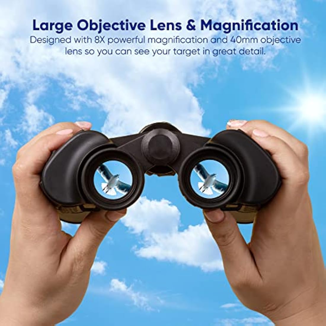 Praktica Falcon 8x40mm Porro Prism Field Black Binoculars - Fully Coated Lenses, Sturdy Construction, Aluminium Chassis, Sharp Clear Image, Bird Watching, Sailing, Hiking, Sightseeing, Astronomy