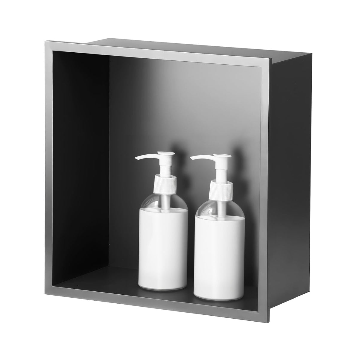 Sunrik Embedded Shower Niche - Stainless Steel, 30x30x10 cm, Grey