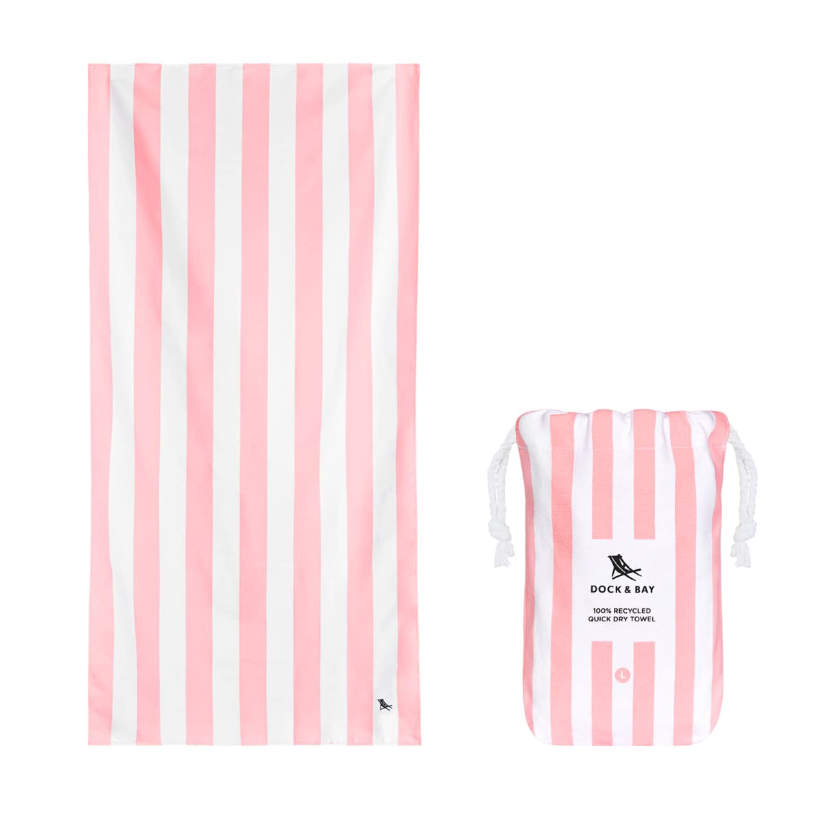 Dock & Bay Kid's Towel - For Beach Use - Quick Dry, Sand Free - Compact, Lightweight - 100% Recycled - Includes Bag - Cabana - Malibu Pink, Medium