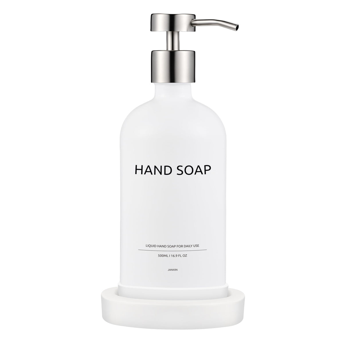 Janxin Handwash Dispenser Bottle, Soap Dispenser Kitchen, Glass Soap Dispenser Bottle with Tray, 500ml, Hand Wash Dispenser, Used in Bathrooms and
