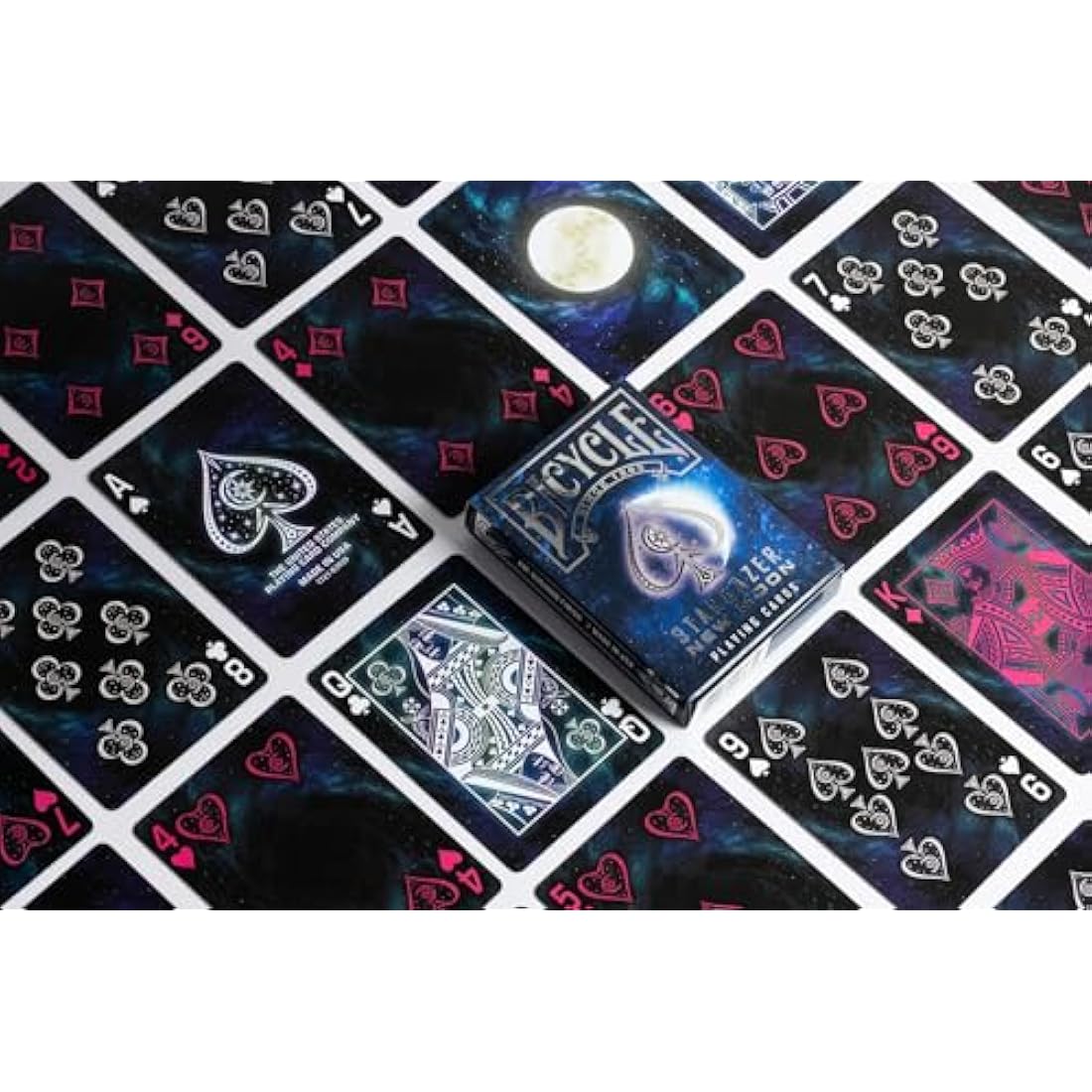 Bicycle Stargazer New Moon Playing Cards - 1 x Showstopper Card Deck, Easy To Shuffle and Durable, Great Gift For Card Collectors, Silver