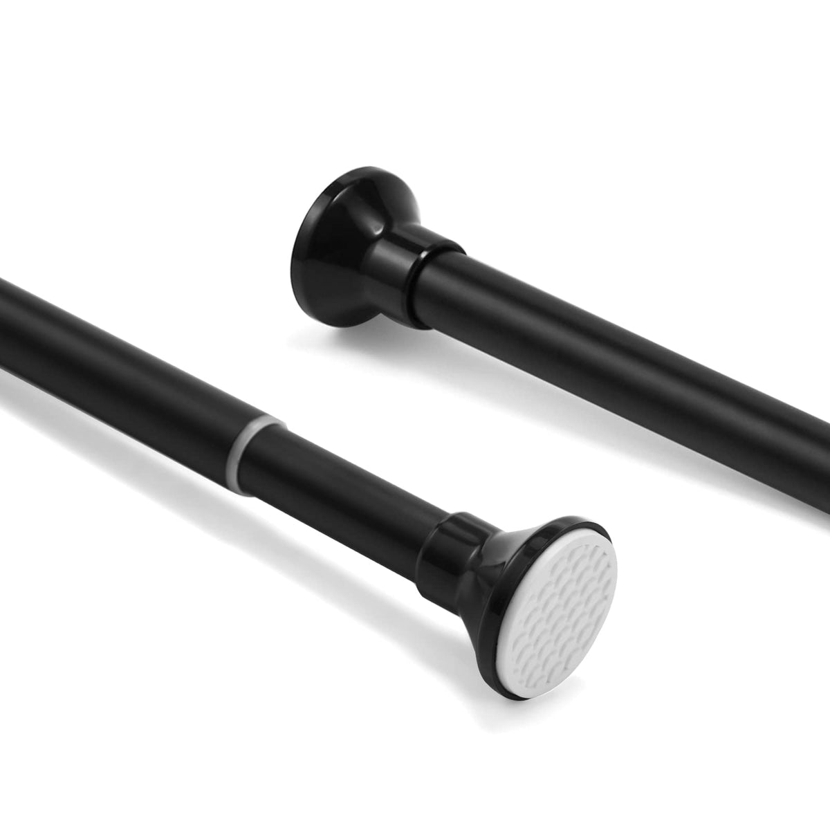 Telescopic Spring Tension Rod 105-200cm, Metal Black Shower Curtain Pole Extendable Room Divider without Drilling, Adjustable Rail Hanging Bar for